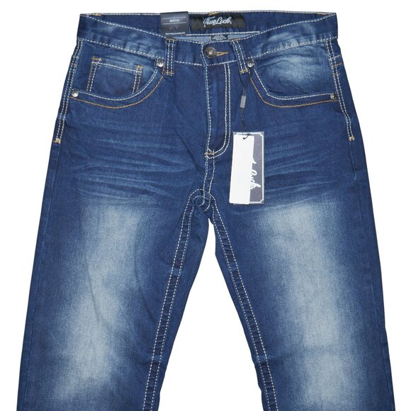 True Luck Men's Bootcut Jeans Size 34x32 Embroidered Stitched Medium Wash BKE - Picture 3 of 8